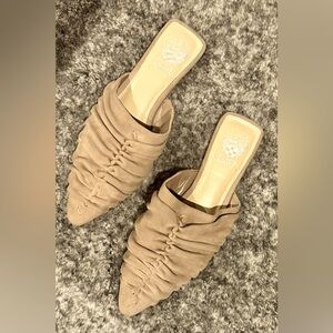 Vince Camuto Tan suede backless slides, size 8, excellent used condition